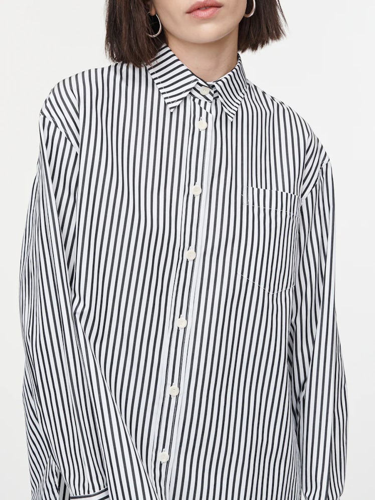 Oversized Shirt In Black x White Stripe