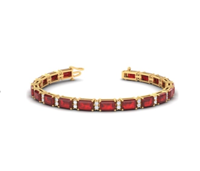 Ruby Emerald Cut Diamond Bracelet 