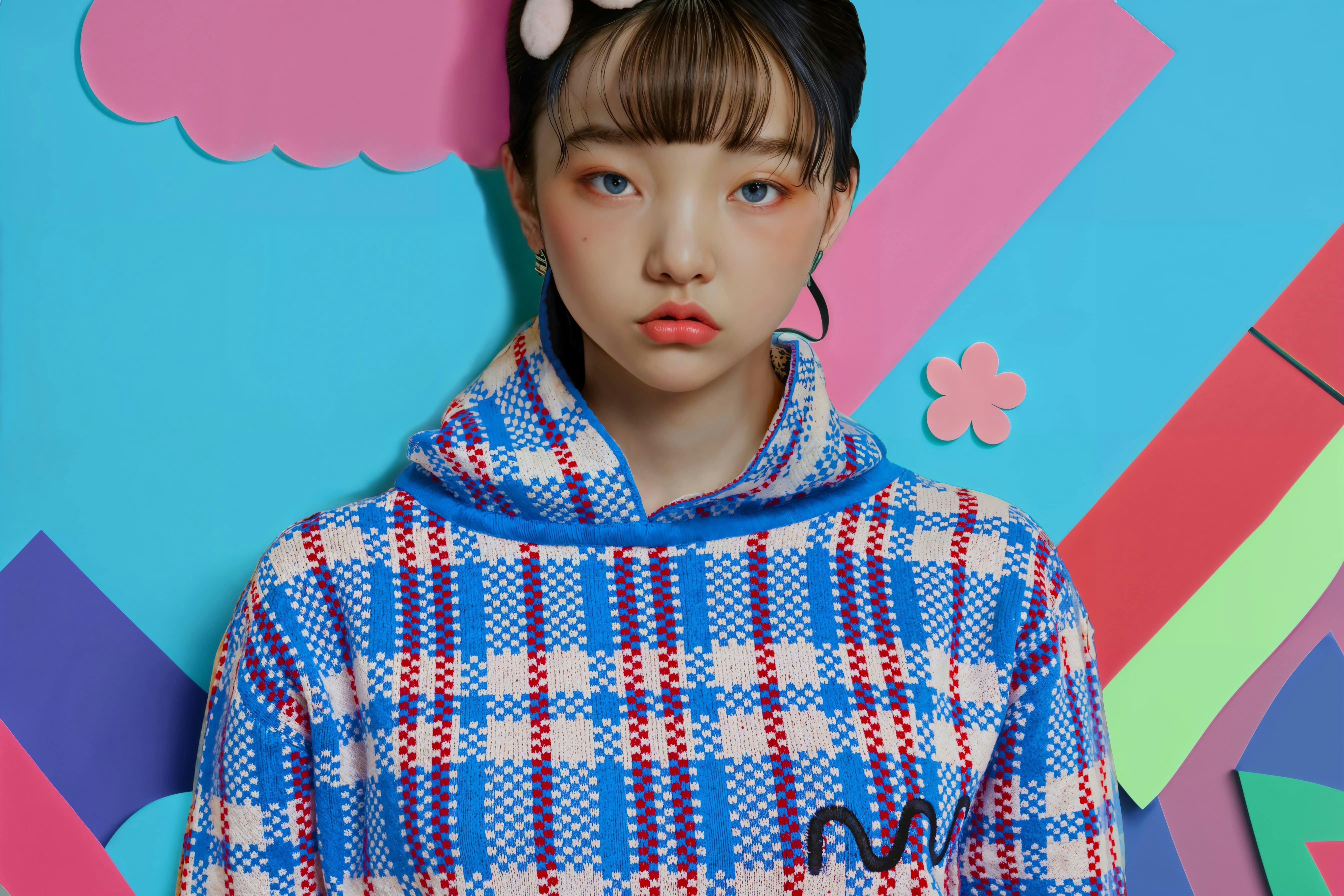 An AI generated image of artist Claire Silver's collaboration with mmERCH. The AI generated subject ...