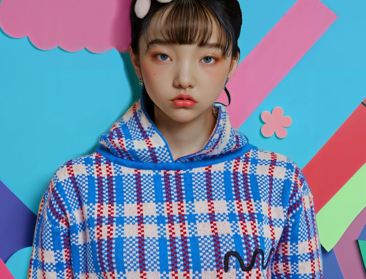 An AI generated image of artist Claire Silver's collaboration with mmERCH. The AI generated subject ...