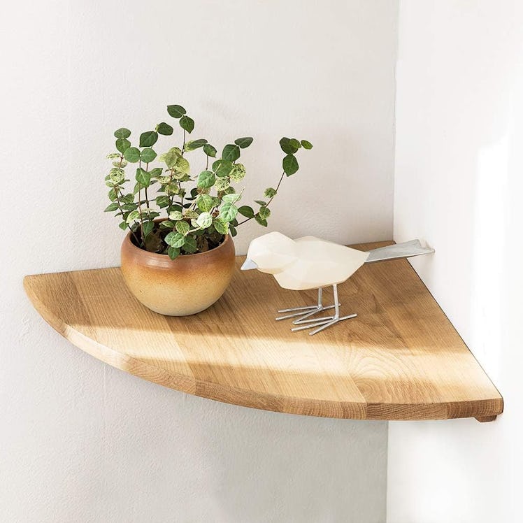 Conamily Solid Oak Floating Corner Shelf