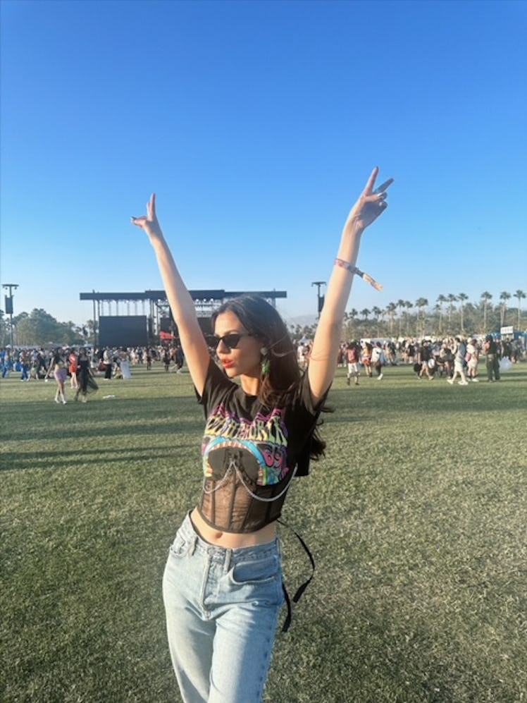 After stopping by the International Delight pop-up, Victoria Justice changed Coachella outfits. 