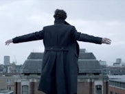 Sherlock Holmes (Benedict Cumberbatch) prepares to make the leap.