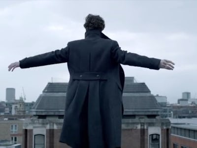 Sherlock Holmes (Benedict Cumberbatch) prepares to make the leap.