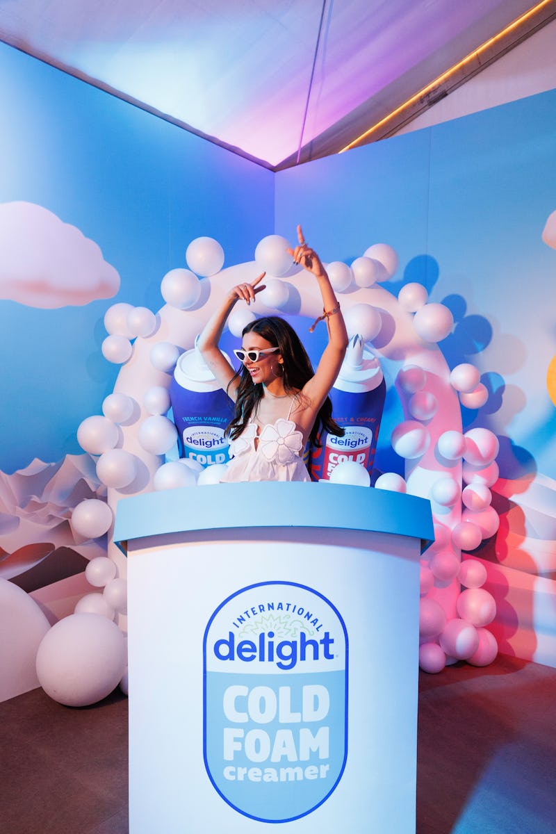 Victoria Justice played DJ at the International Delight Cold Foam House at Coachella. 