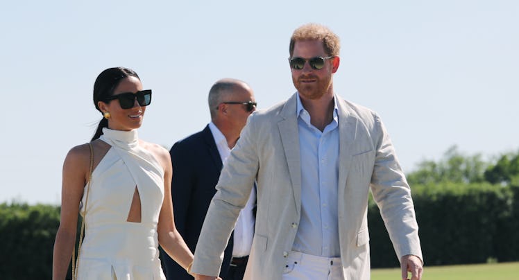 The Duke and Duchess of Sussex after arrive at the Royal Salute Polo Challenge, to benefit Sentebale...