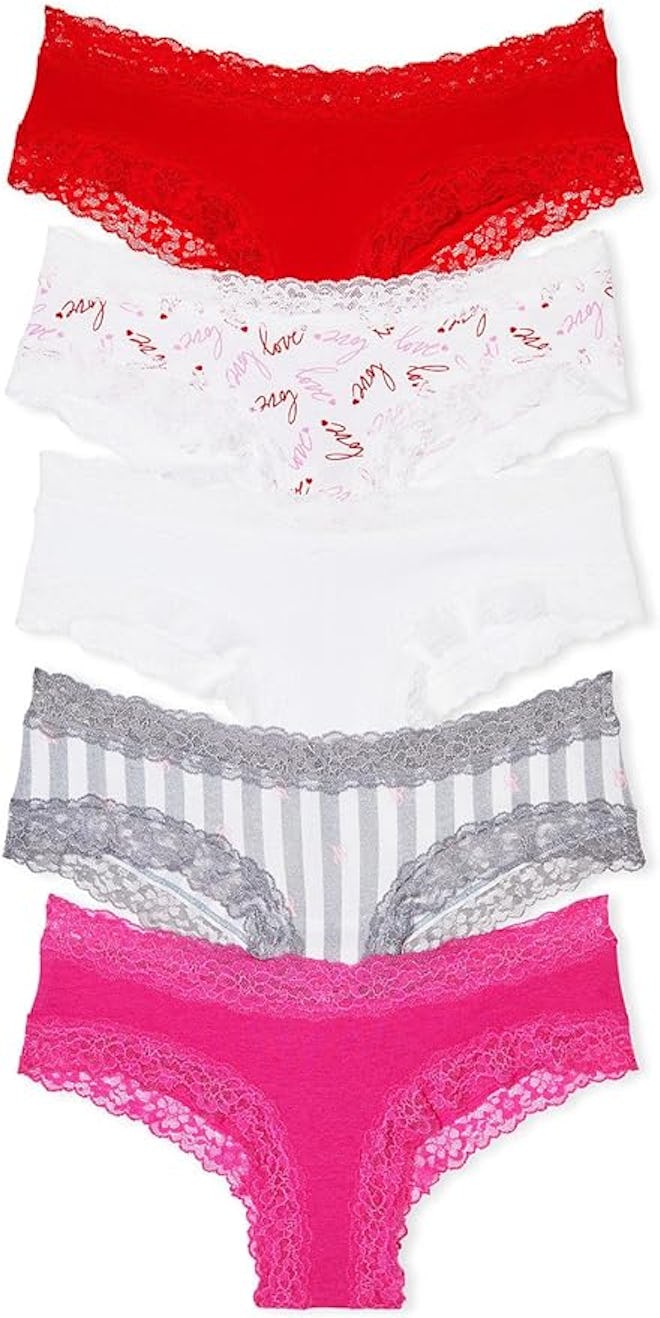 Victoria's Secret Lace Trim Cotton Cheeky Panty Pack