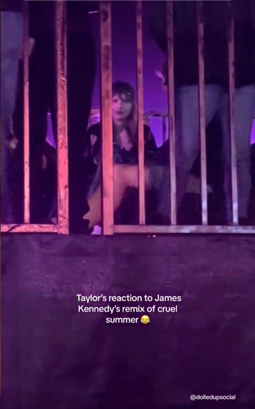 Taylor Swift reacting to James Kennedy’s “Cruel Summer” remix