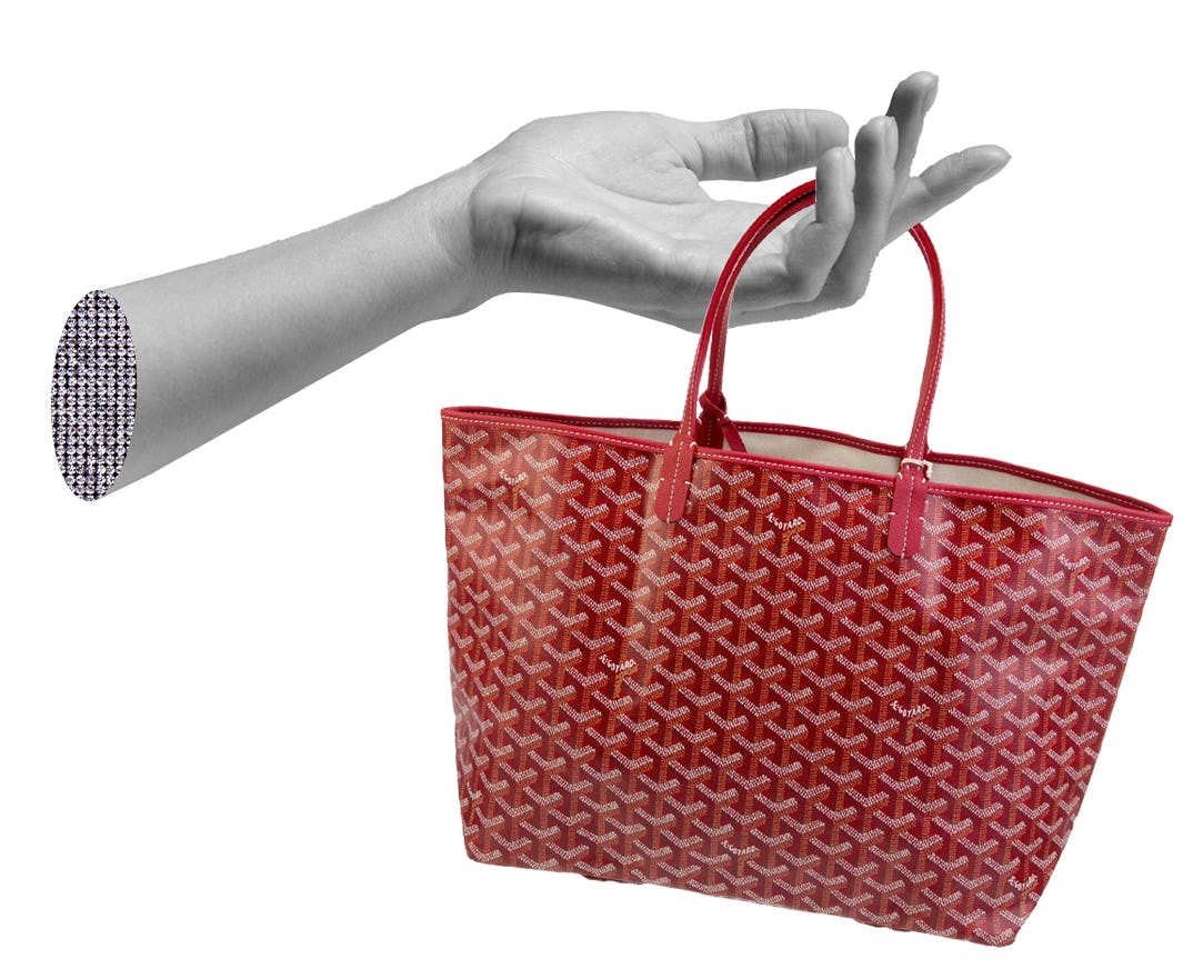 The Goyard Saint Louis Tote in red.