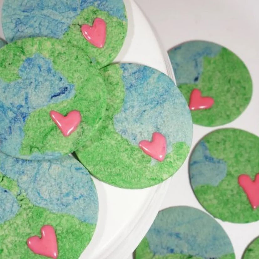 Earth Day sugar cookies, in a list of Earth Day snacks and snack ideas.