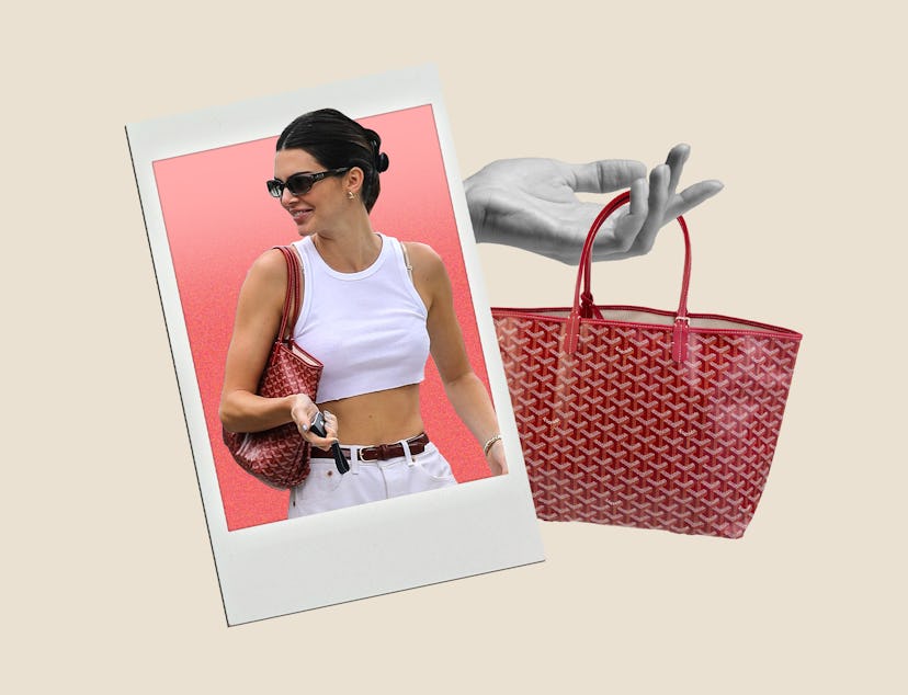 Kendall Jenner carries the Goyard Saint Louis bag in red.