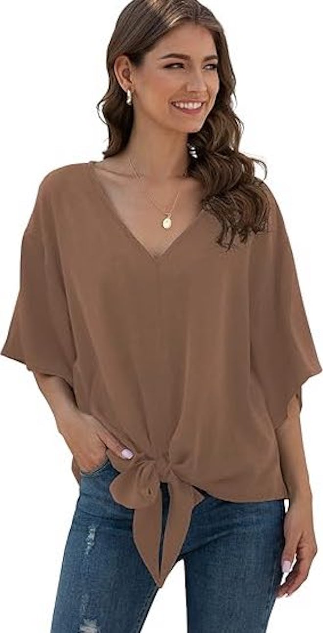 VIISHOW Tie-Front Chiffon Blouse