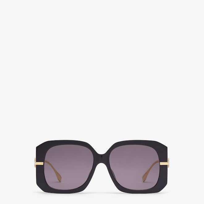 Low Bridge Fit Black Acetate Sunglasses
