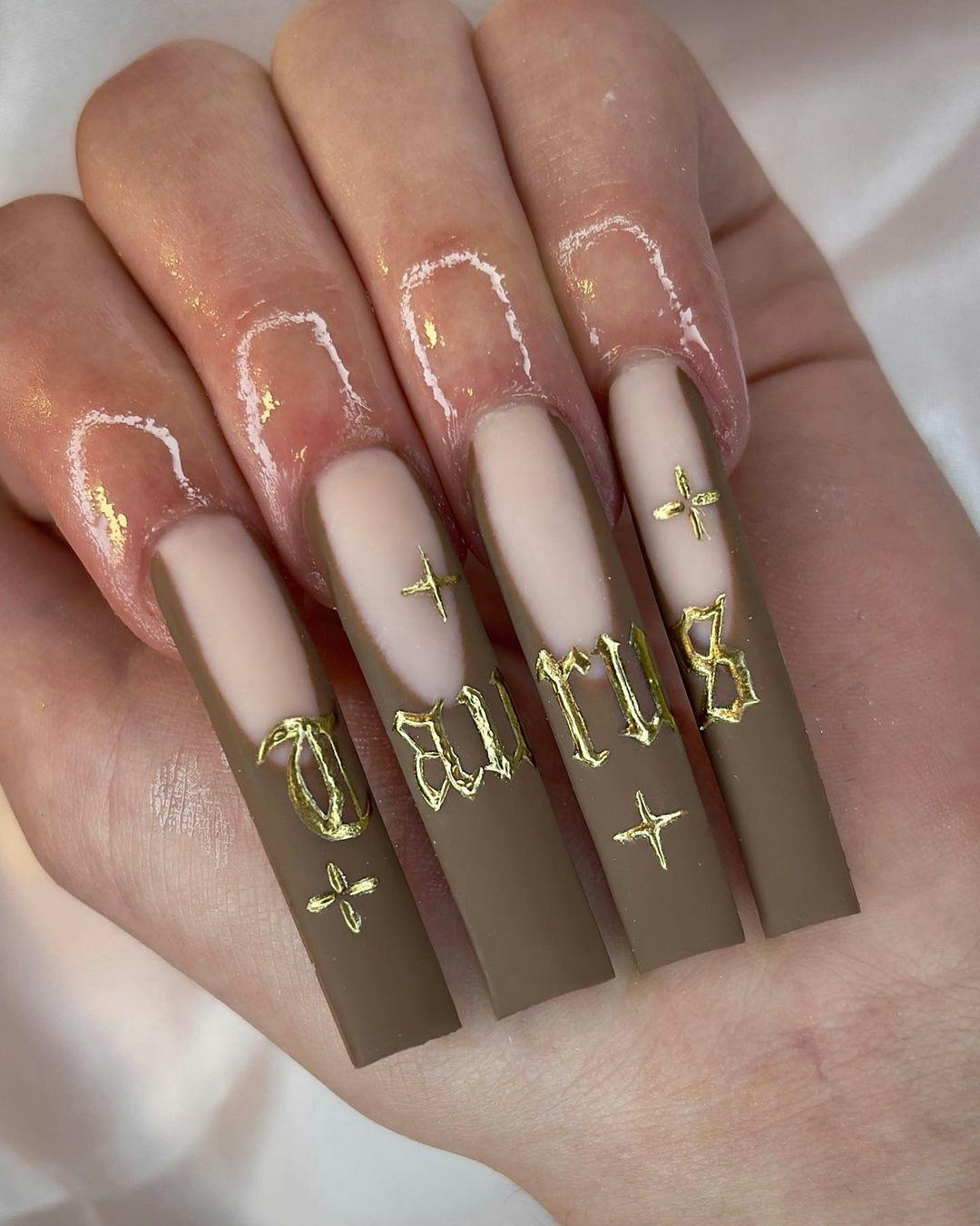 Try extra-long nails with the word &ldquo;Taurus&rdquo; spelled on them for Taurus season 2024.