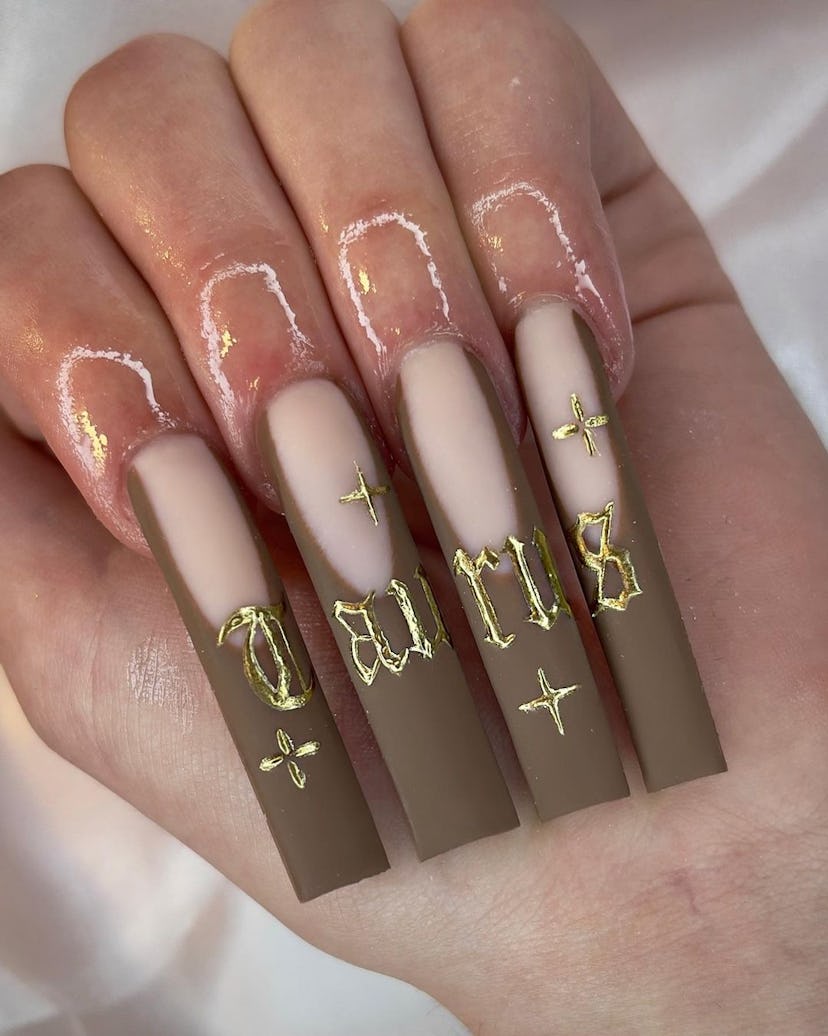 Try extra-long nails with the word “Taurus” spelled on them for Taurus season 2024.