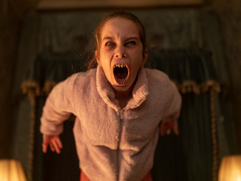 Alisha Weir as Abigail in Abigail, directed by Matt Bettinelli-Olpin & Tyler Gillett.