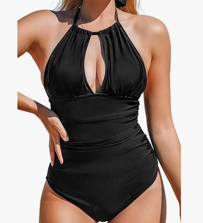 CUPSHE One-Piece Halter Neck Cutout Swimsuit