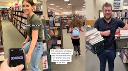 Screenshots of videos about the tik tok book buying spree trend