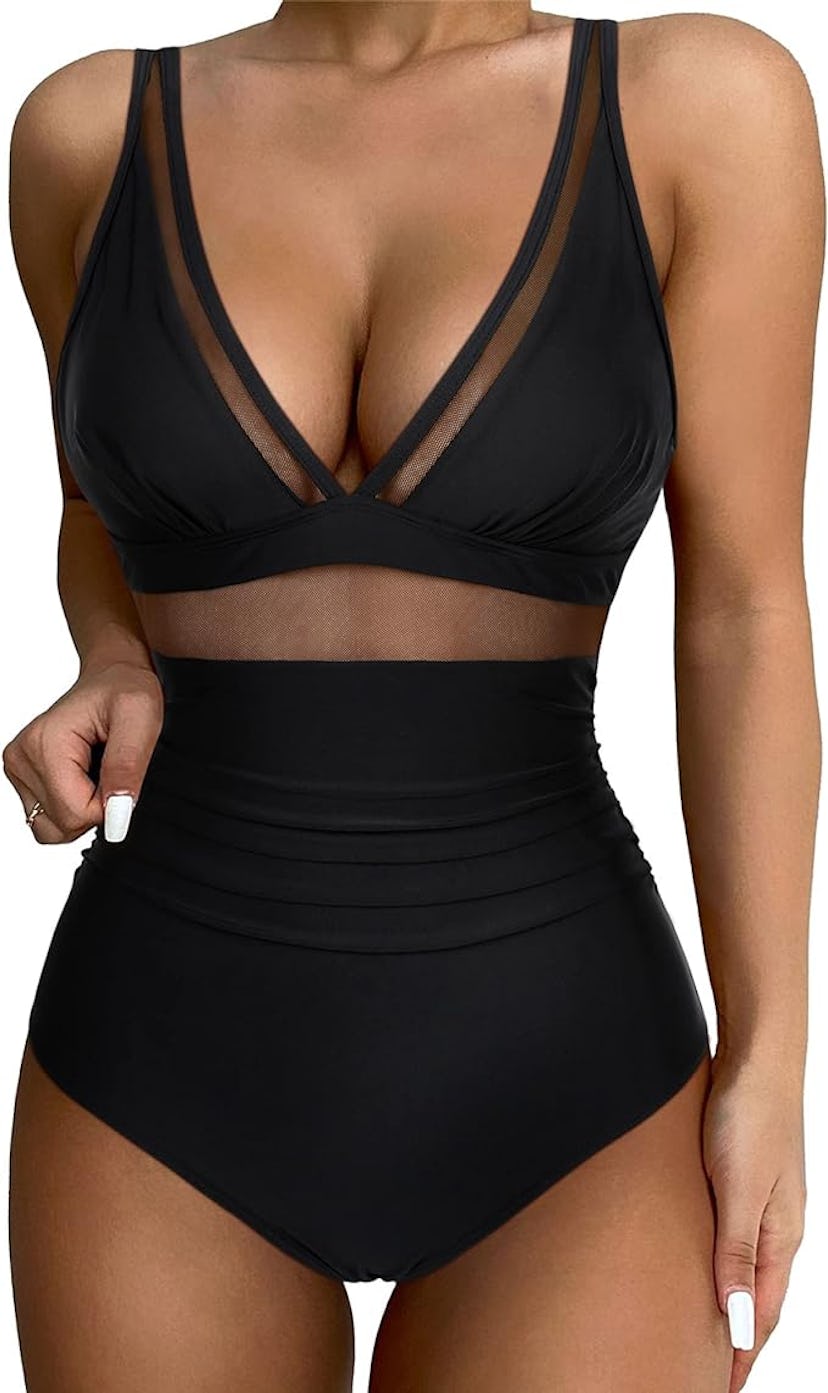 SUUKSESS Mesh Tummy Control Bathing Suit