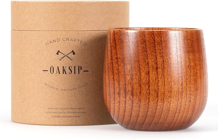 Oaksip The Original Wooden Bourbon Drinking Glass