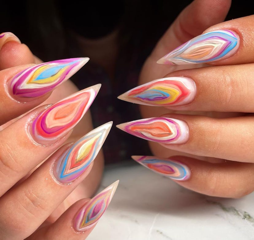 Abstract vagina nail art is on-trend.