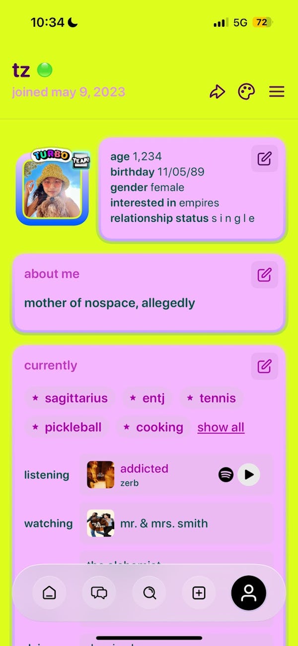A screenshot of the Nospace app.