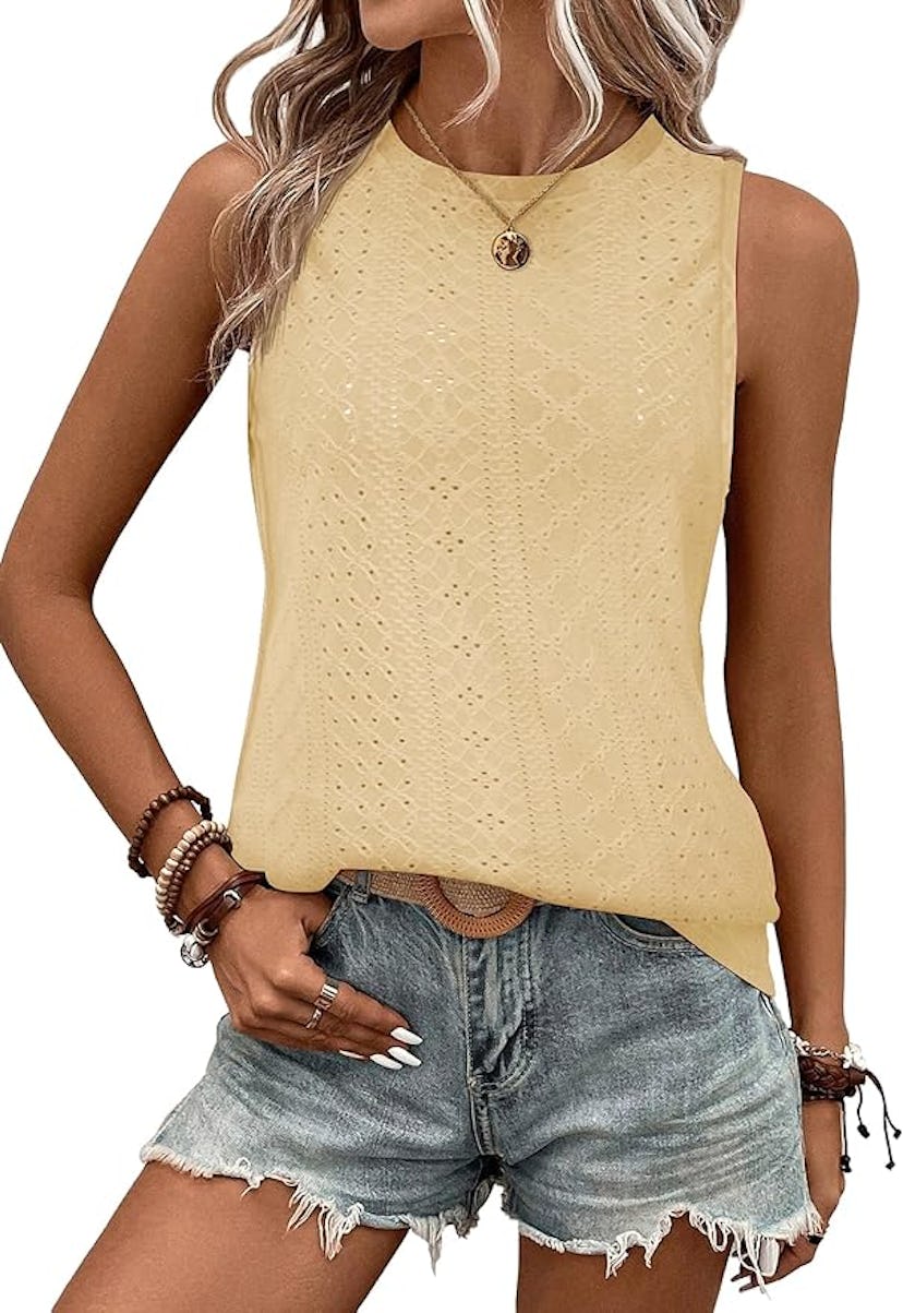 Zeagoo Eyelet Tank Top