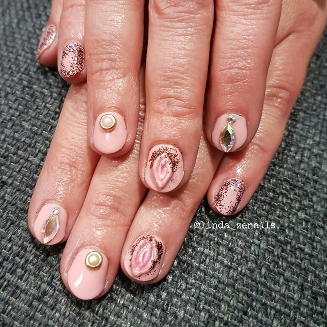 Realistic 3D vulva nail art is on-trend.