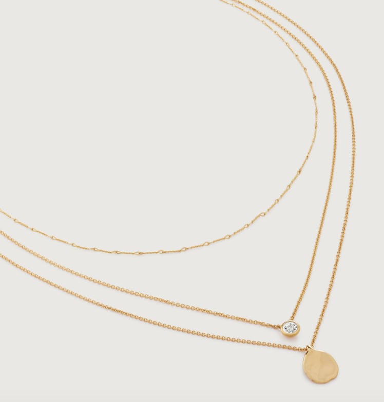 gold triple necklace set