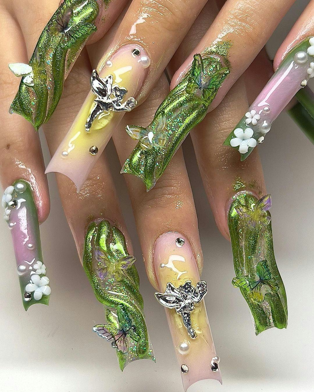 Try a 3D fairycore manicure for Taurus season 2024.