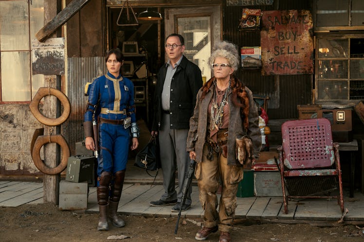 Ella Purnell, Michael Emerson, and Dale Dickey in 'Fallout' Episode 2