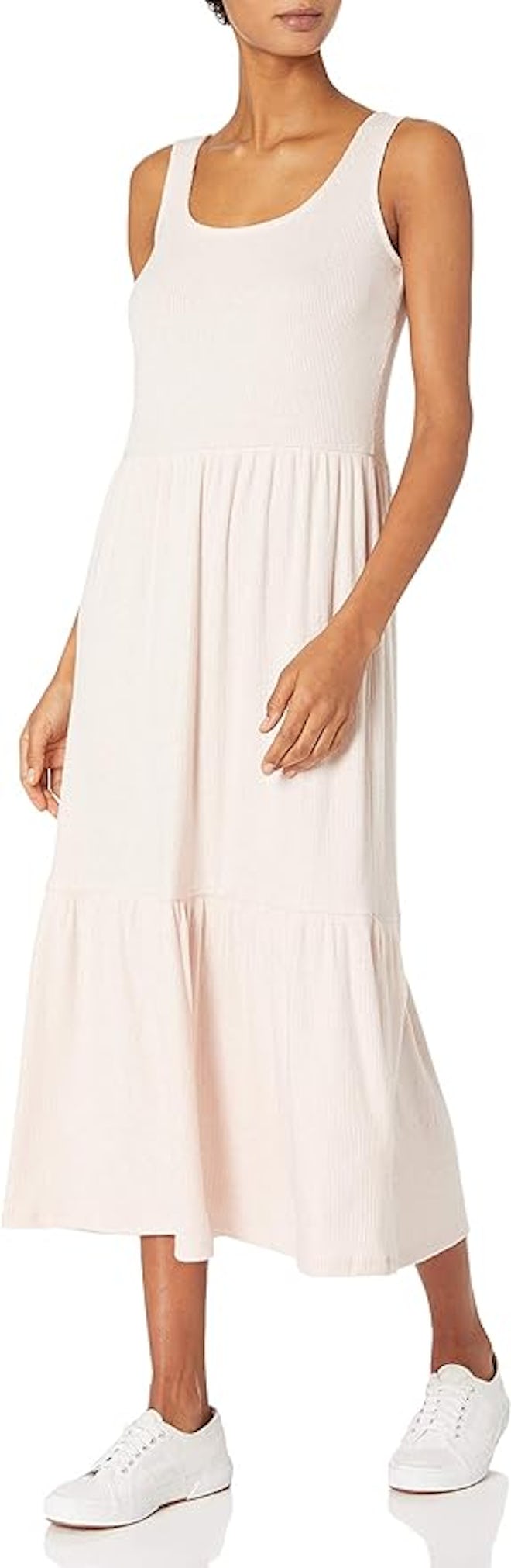 Amazon Essential Cozy Knit Rib Sleeveless Tiered Maxi Dress