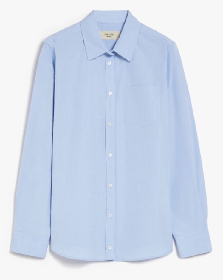 blue button-down shirt