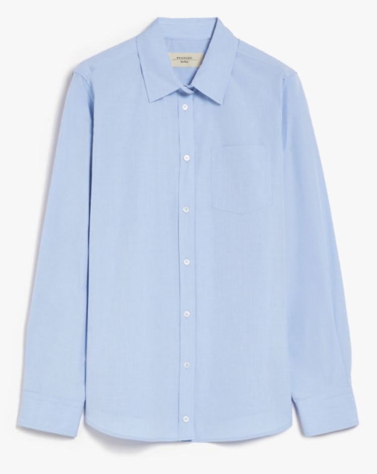 blue button-down shirt