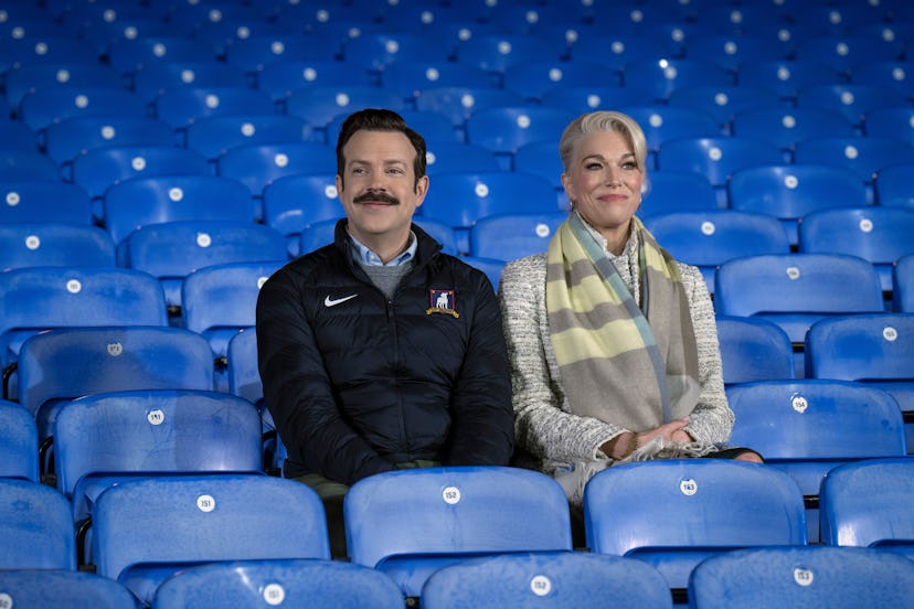 Jason Sudeikis and Hannah Waddingham in "Ted Lasso," now streaming on Apple TV+.