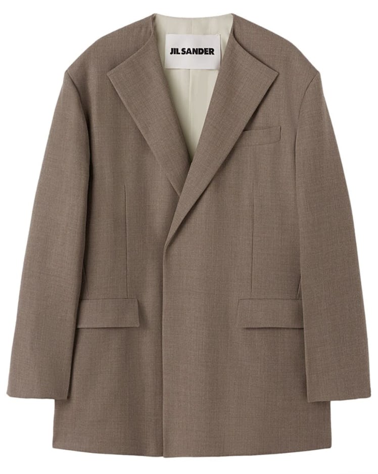taupe single breasted blazer