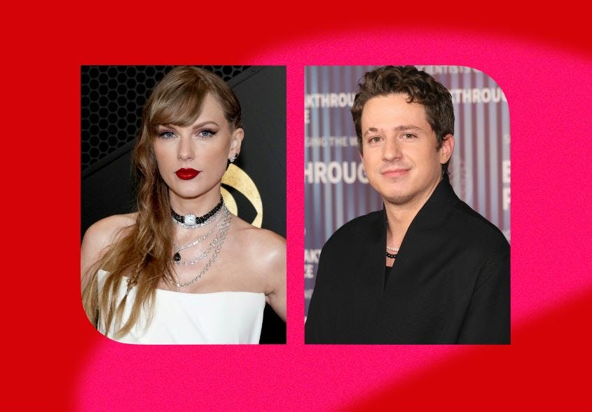 Taylor Swift (at the 2024 Grammy Awards) surprised fans by name-checking Charlie Puth (at the 2024 B&hellip;