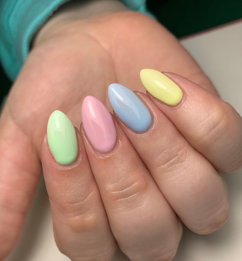Pastel nail polish is on-trend for summer 2024.