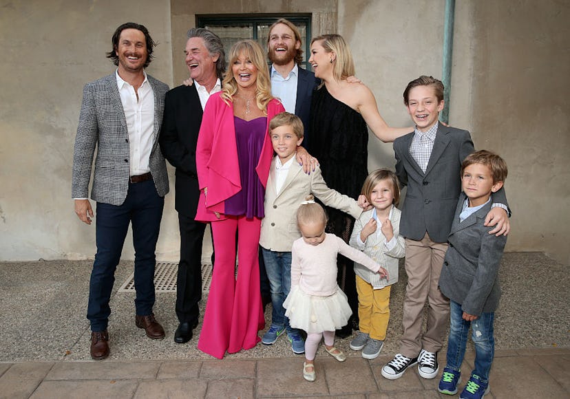 Actors Oliver Hudson, Kurt Russell, Goldie Hawn, Wyatt Russell and Kate Hudson with kids Ryder Robin...