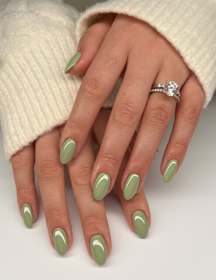 Matcha nail polish is on-trend for summer 2024.