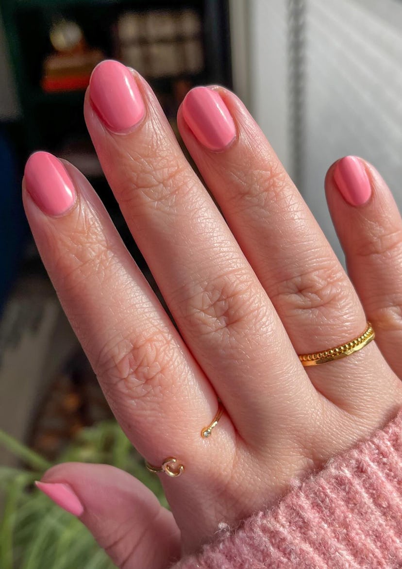 Barbie pink nail polish is on-trend for summer 2024.