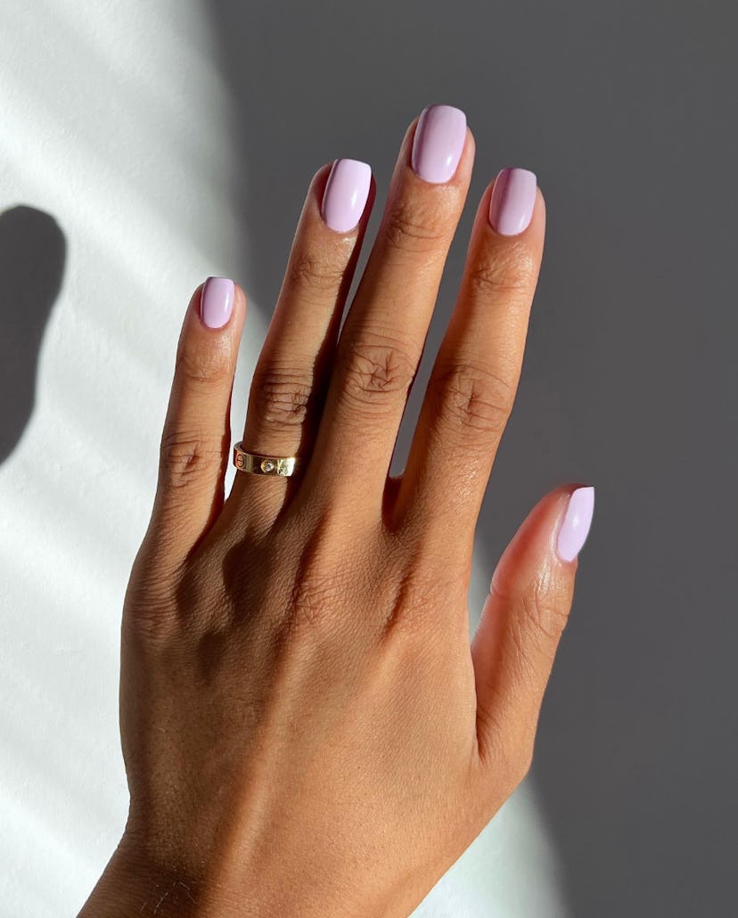 Lavender nail polish is on-trend for summer 2024.