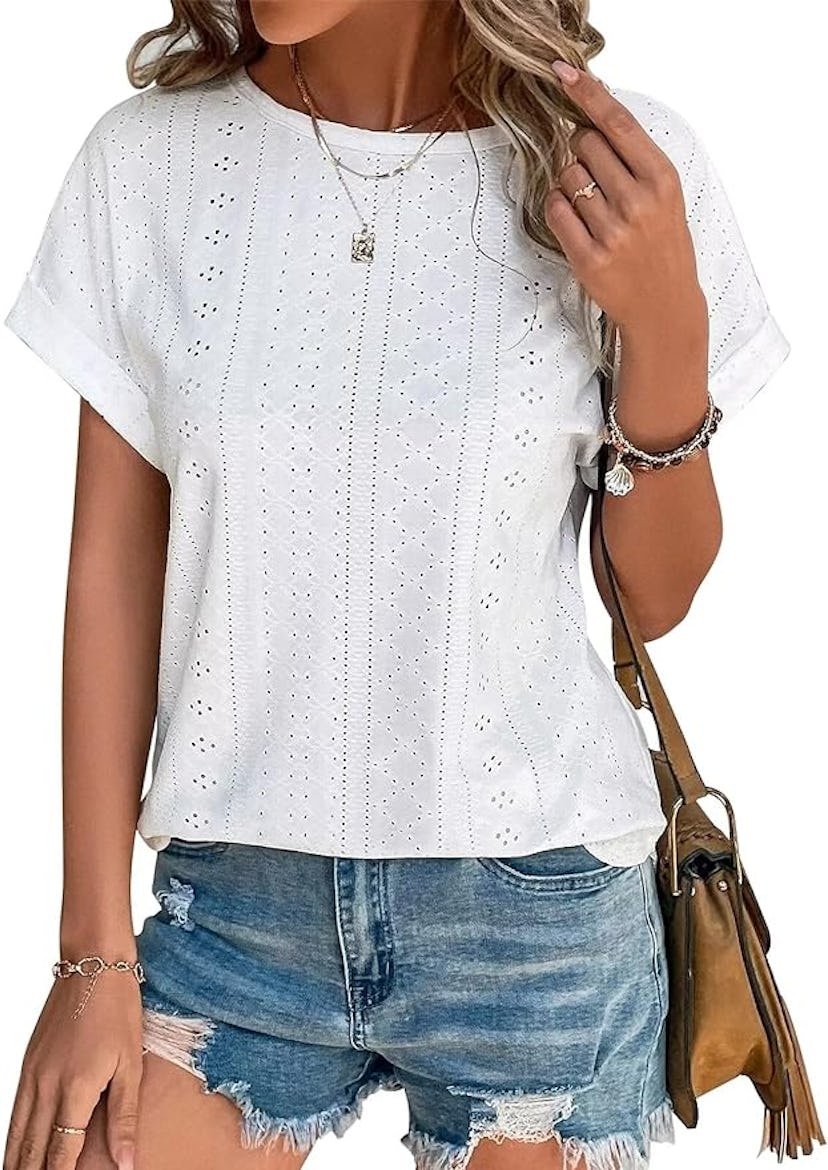 Bliwov Eyelet Embroidery Blouse