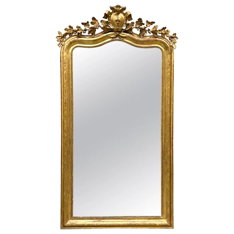 Mid 19th Century French Louis XVI Style Gold Gilt Mirror