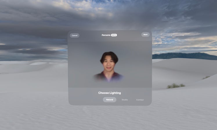 A screenshot of Inverse Deputy Editor of Tech Raymond Wong's improved Persona in Apple Vision Pro af...
