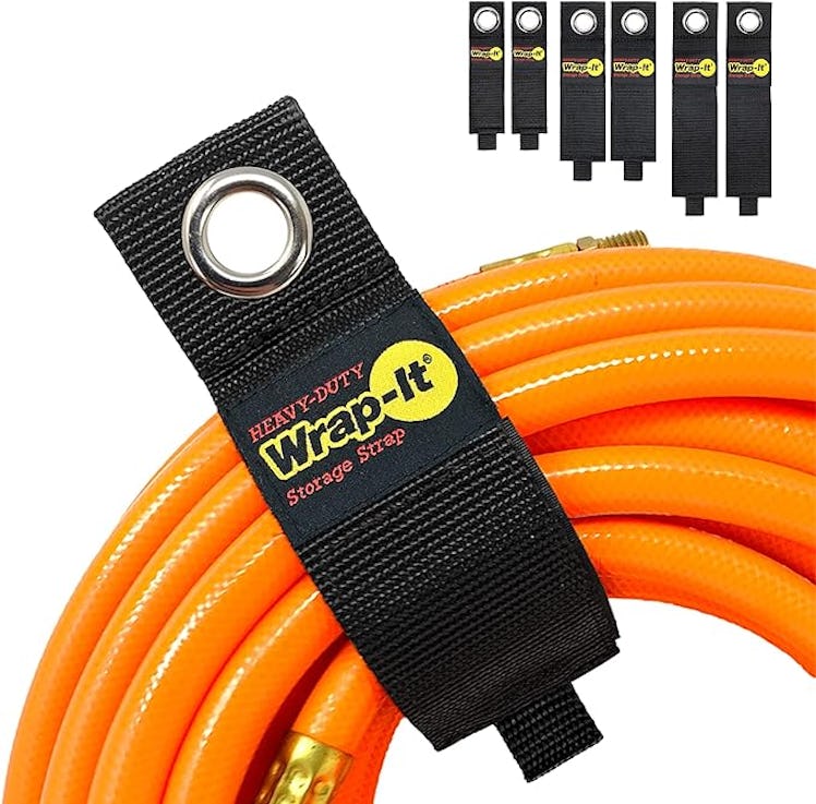 Heavy-Duty Wrap-It Storage Straps, 13-inch (6-Pack), Blaze Orange - Hook and Loop Extension Cord Org...
