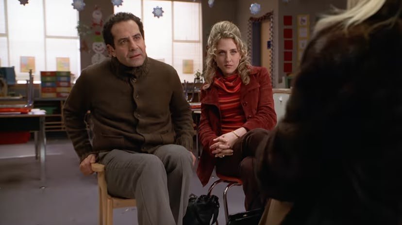 Monk and Sharona talk to a suspect in 'Monk.'