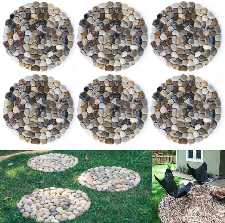 SUNFACE River Rocks Stepping Stones Pavers (Set of 6)