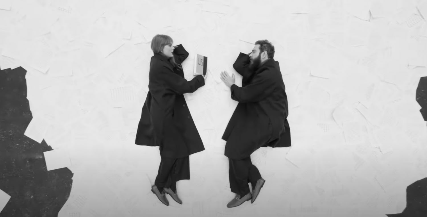 In the “Fortnight” video, Taylor Swift is reading &ldquo;The Story Of Us&rdquo; to Post Malone.