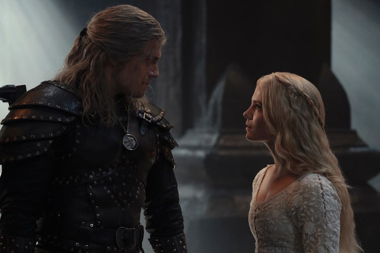 Henry Cavill and Freya Allen in The Witcher